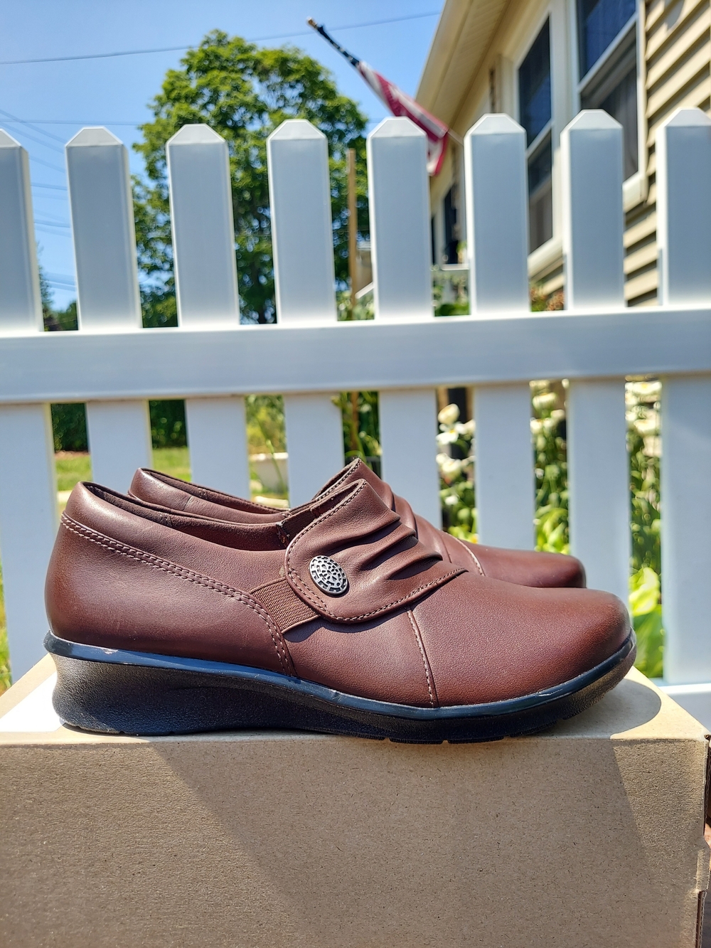 Clarks Hope Roxanne Brown Leather Loafers Womens Size 5.5 NWT Travel Cottagecore